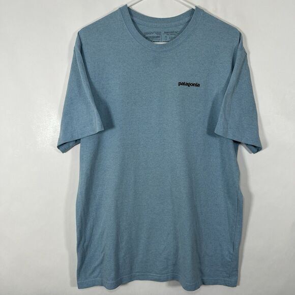 Patagonia Responsibili-Tee T Shirt Mens Size Medium Light Blue Regular Fit SS - Picture 1 of 9